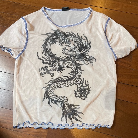 URBAN OUTFITTERS SOLD OUT MESH DRAGON TOP - Picture 1 of 5